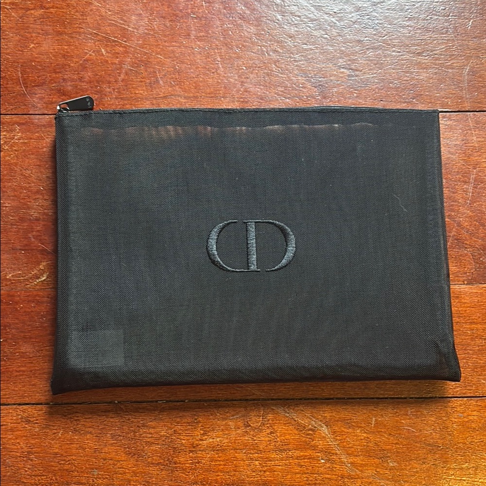 Black Dior Mesh Pouch